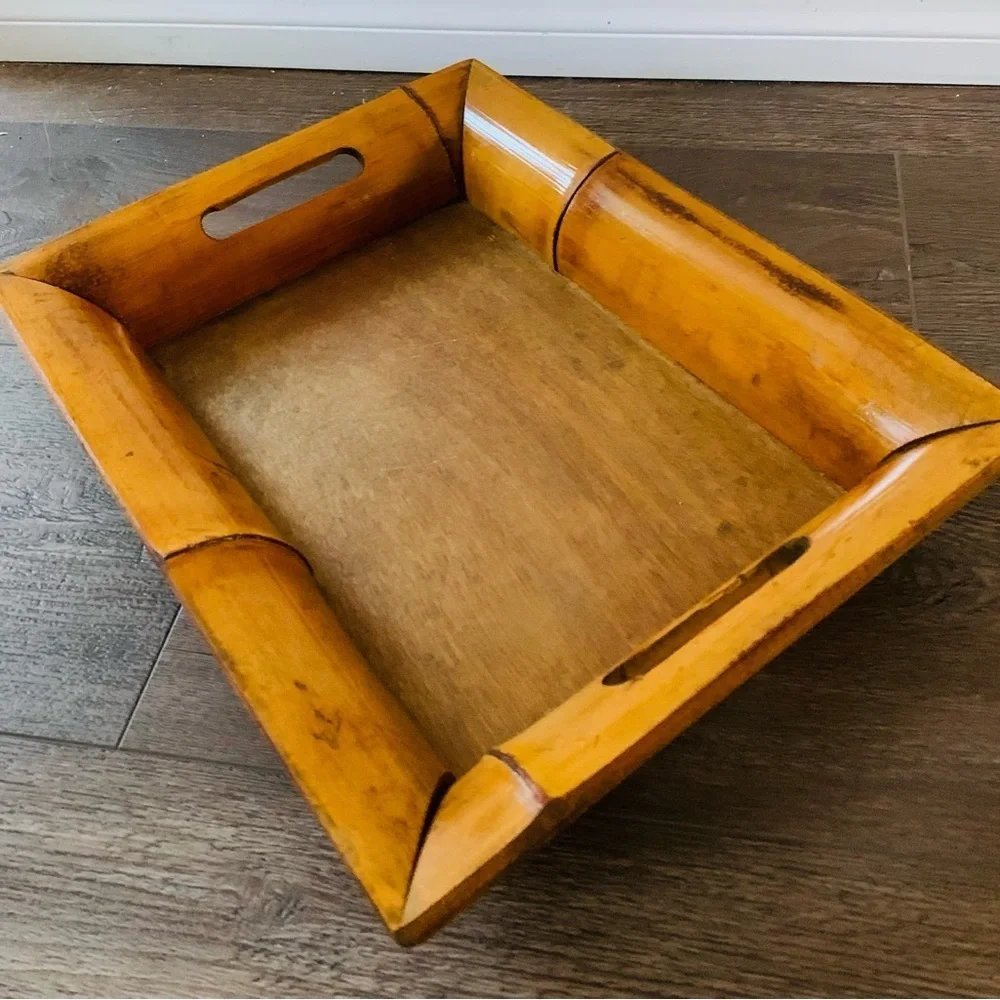 Wooden Tray with bamboo border